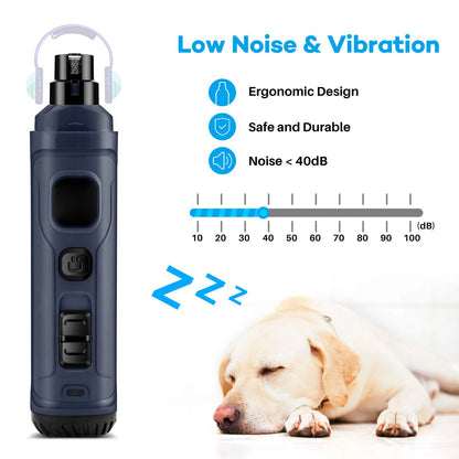 PAWSUNDAY Electric Dog Nail Grinder - Powerful 8000-10000 RPM Trimmer with Dual LED Lights for Safe and Easy Pet Grooming
