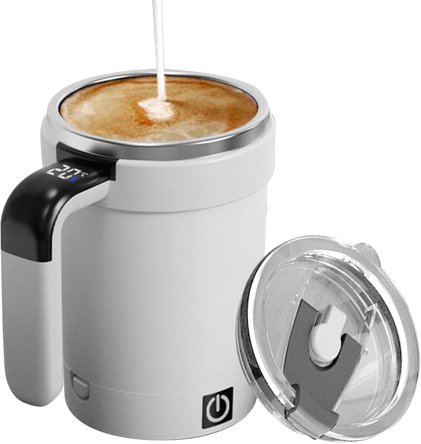 Mug à Café Auto-Mélangeant avec Affichage de Température - Mélangeur Magnétique Rechargeable pour Pique-Nique, Camping, Maison, Hôtel et Restaurant