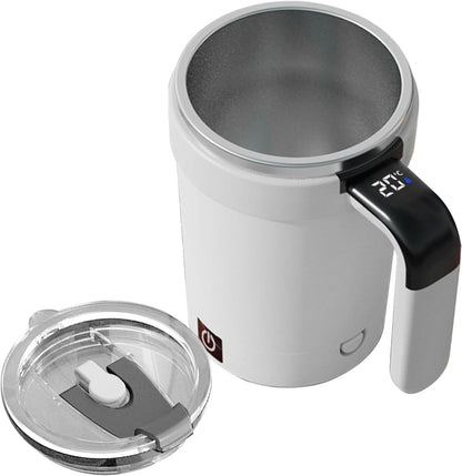 Mug à Café Auto-Mélangeant avec Affichage de Température - Mélangeur Magnétique Rechargeable pour Pique-Nique, Camping, Maison, Hôtel et Restaurant