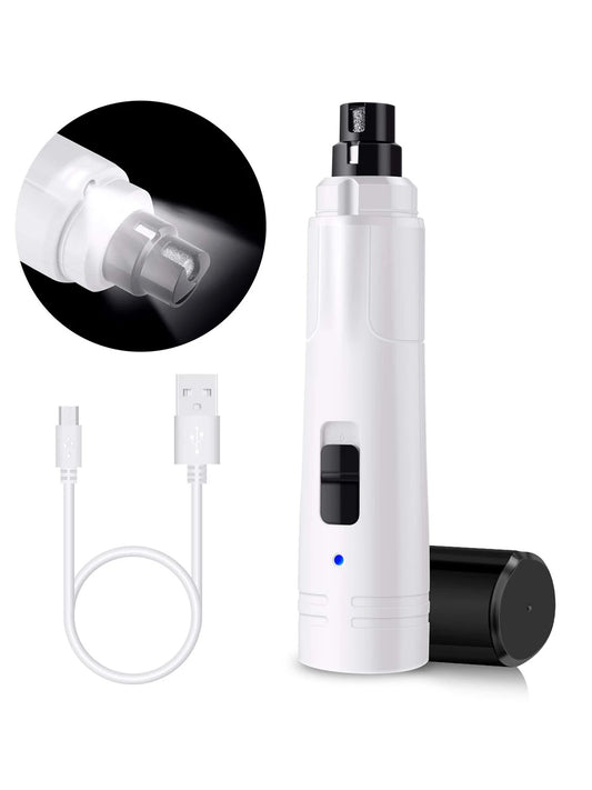 PAWSUNDAY Electric Dog Nail Grinder - Powerful 8000-10000 RPM Trimmer with Dual LED Lights for Safe and Easy Pet Grooming