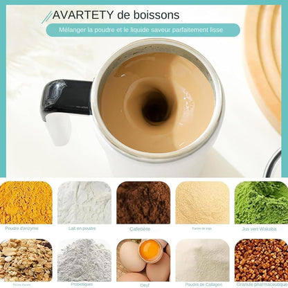 Mug à Café Auto-Mélangeant avec Affichage de Température - Mélangeur Magnétique Rechargeable pour Pique-Nique, Camping, Maison, Hôtel et Restaurant